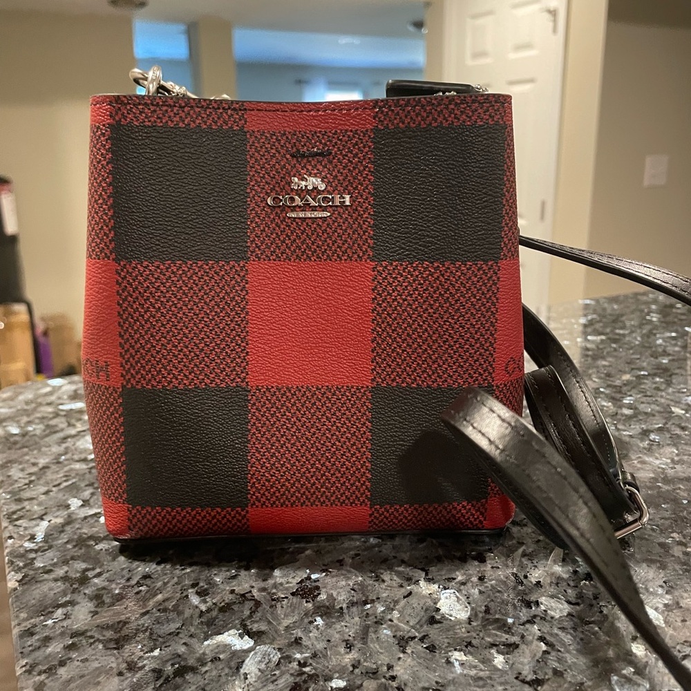 Coach Mini Town Bucket Crossbody Bag Buffalo Plaid